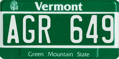 VT license plate AGR649