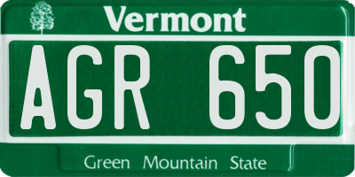 VT license plate AGR650