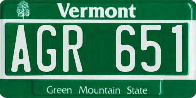 VT license plate AGR651