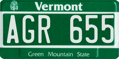 VT license plate AGR655