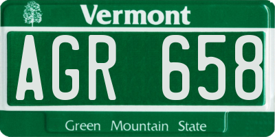 VT license plate AGR658