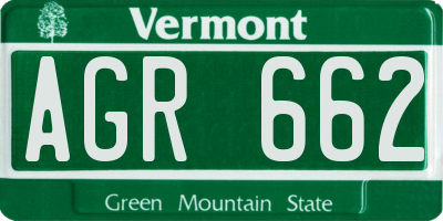 VT license plate AGR662