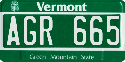 VT license plate AGR665