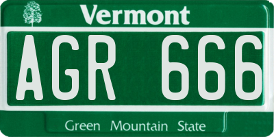 VT license plate AGR666