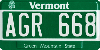 VT license plate AGR668