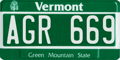 VT license plate AGR669