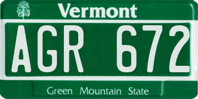 VT license plate AGR672
