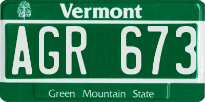 VT license plate AGR673