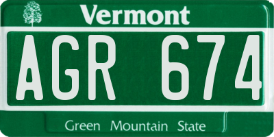 VT license plate AGR674