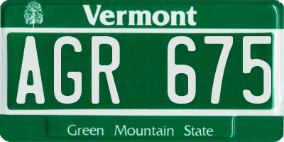 VT license plate AGR675