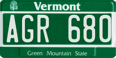 VT license plate AGR680
