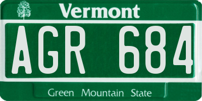 VT license plate AGR684