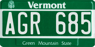 VT license plate AGR685