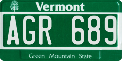 VT license plate AGR689