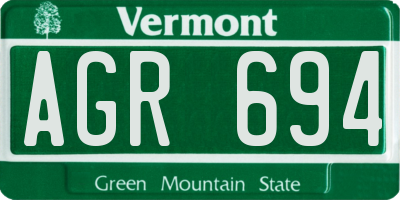 VT license plate AGR694