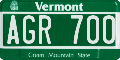 VT license plate AGR700