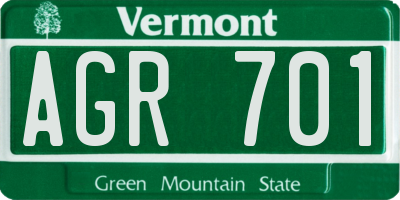 VT license plate AGR701