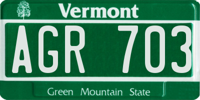 VT license plate AGR703