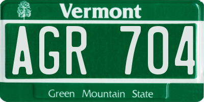 VT license plate AGR704