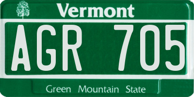VT license plate AGR705