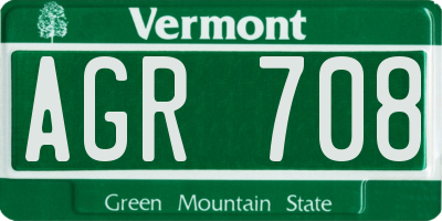 VT license plate AGR708