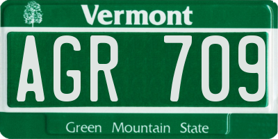 VT license plate AGR709