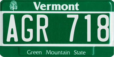 VT license plate AGR718
