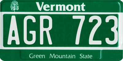 VT license plate AGR723
