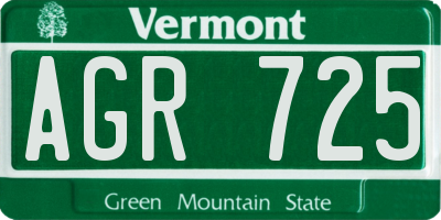 VT license plate AGR725