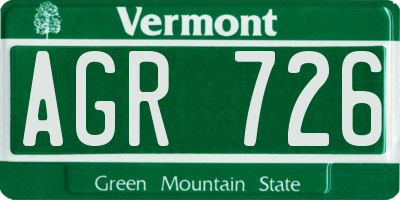 VT license plate AGR726