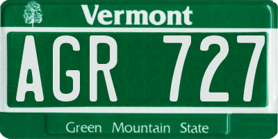 VT license plate AGR727