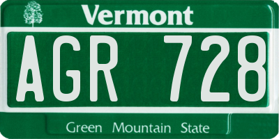 VT license plate AGR728