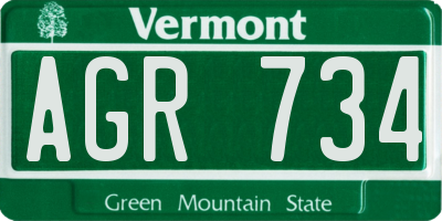 VT license plate AGR734
