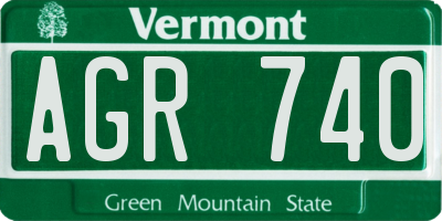 VT license plate AGR740