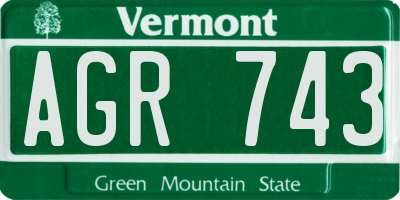VT license plate AGR743