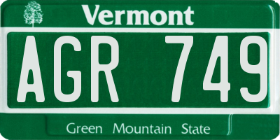 VT license plate AGR749