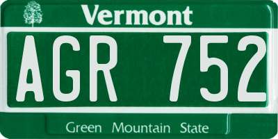 VT license plate AGR752