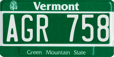 VT license plate AGR758