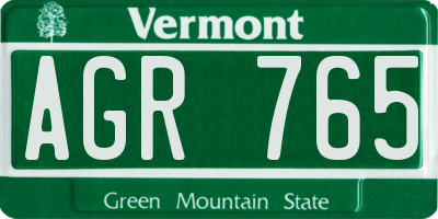 VT license plate AGR765