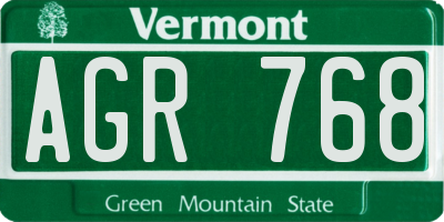 VT license plate AGR768