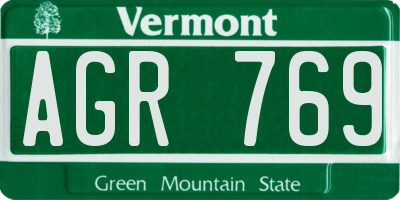 VT license plate AGR769