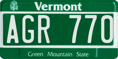 VT license plate AGR770