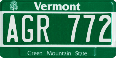 VT license plate AGR772