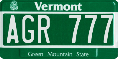 VT license plate AGR777