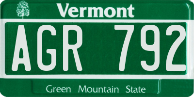 VT license plate AGR792