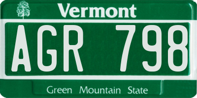 VT license plate AGR798