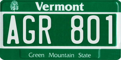 VT license plate AGR801
