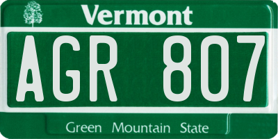 VT license plate AGR807