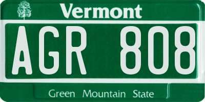 VT license plate AGR808