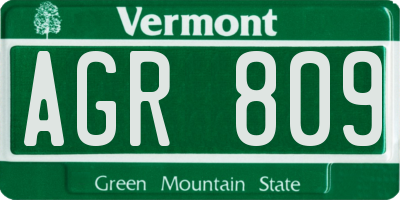 VT license plate AGR809